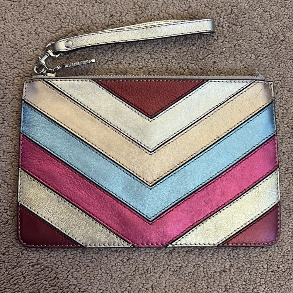 Rebecca Minkoff Metallic Chevron Wristlet Clutch